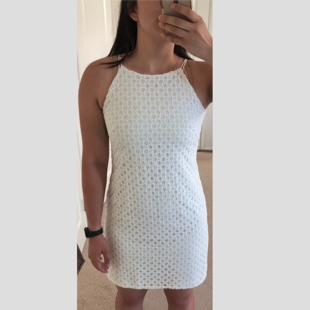 WHBM White Lace Fitted Cocktail Dress